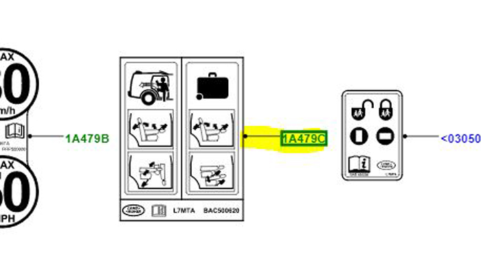 DECAL – SEAT OPERATION 3RD ROW DIS3+4     BAC500620