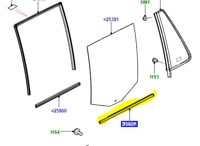 WEATHERSTRIP – DOOR BELT RH F/L                  LR001737