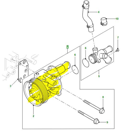 WATER PUMP  2.4L DEFENDER 07 LR083283G