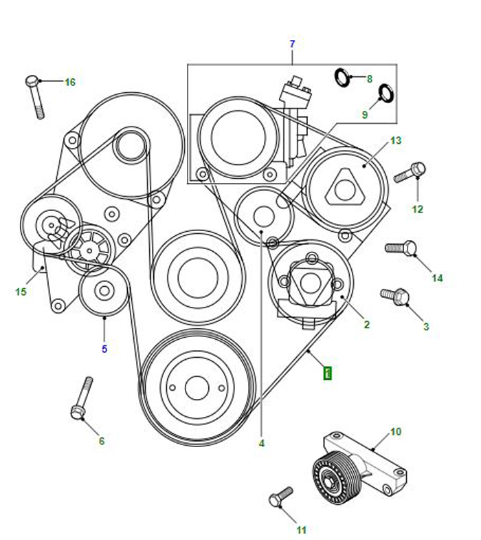 DRIVE BELT NON ACE V8 + AIRCON DISCOVERY 2 ERR6898G