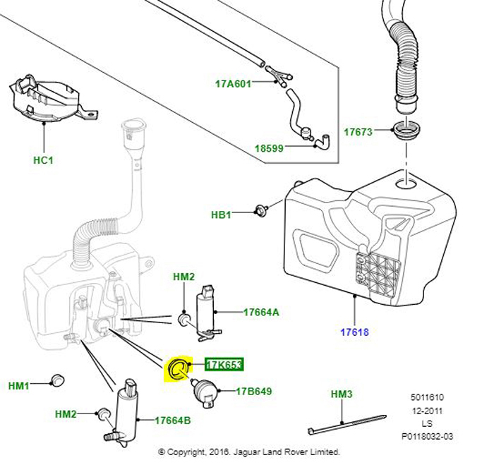 GROMMET WATER RESERVOIR LOW LEVEL SENSOR-HEADLAMP POWER WASH DMJ500020