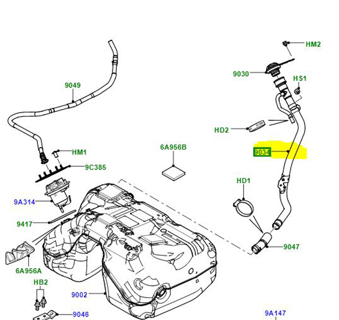PIPE FUEL FILLER LESS VAPOUR RECOVERY SYSTEM LR000987