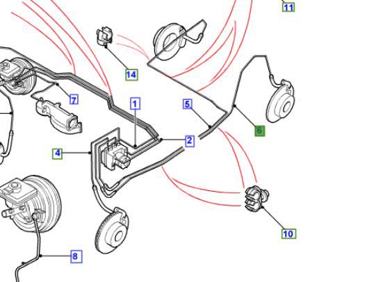 BRAKE PIPE ASSEMBLY LEFT HAND FRONT TO REAR SGB112891