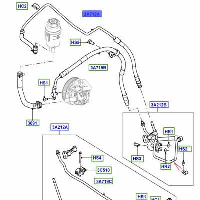 HOSE POWER STEERING HOSE TO RESERVOIR, HOSE ASSY – POWER STEERING RETURN 2.2L CR DI 16V DIESEL LR026229