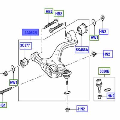ARM – FRONT SUSPENSION LH, LOWER, COMPLETE ASSEMBLY LR051584