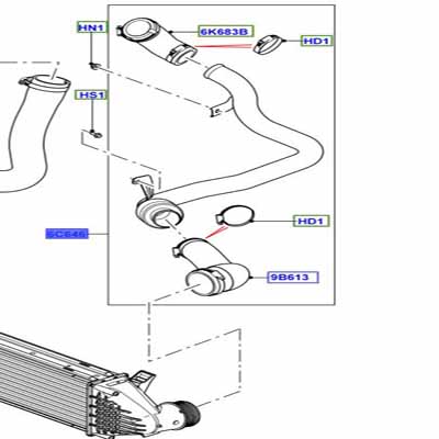 AIR DUCT TURBOCHARGER TO INTERCOOLER LR063942