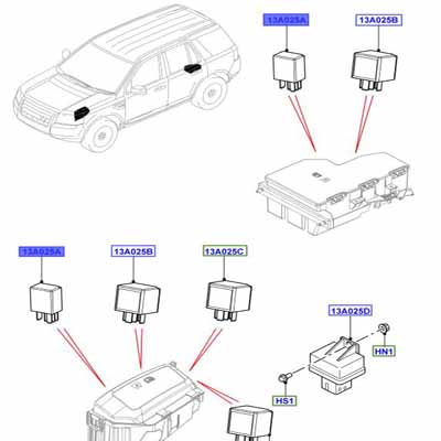 RELAY BLACK, 20 AMP, 5 TERMINALS, MICRO, HELLA, MULTI-FUNCTION RELAY LR004692