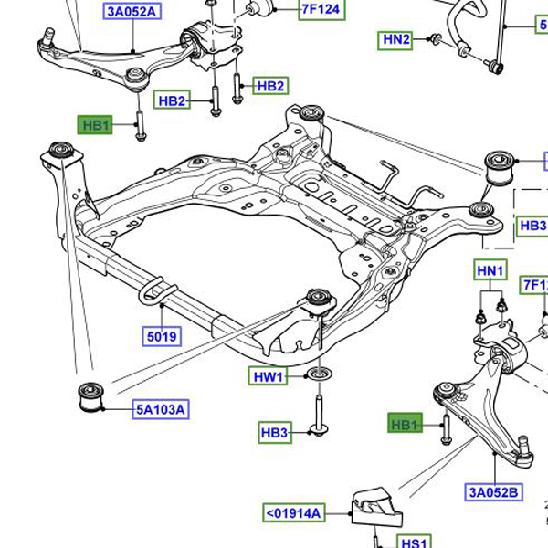 BOLT M14 X 90, TORX FRONT SUSPENSION ARM LR024149