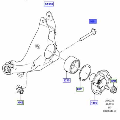 BOLT HEXAGONAL HEAD, M14 X 125 REAR HUB LR072694