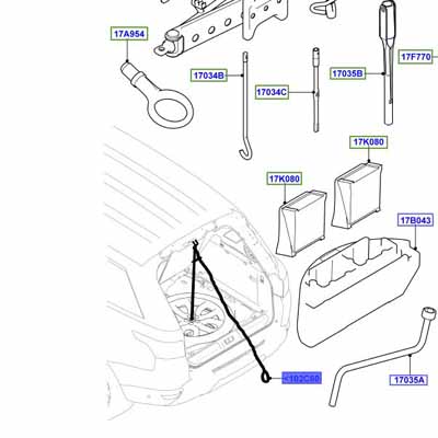 KIT – SPARE WHEEL CARRIER CONTAINS STRAP, BRACKET AND BAG, NEW TYPE SPARE WHEEL CARRIER LR085460