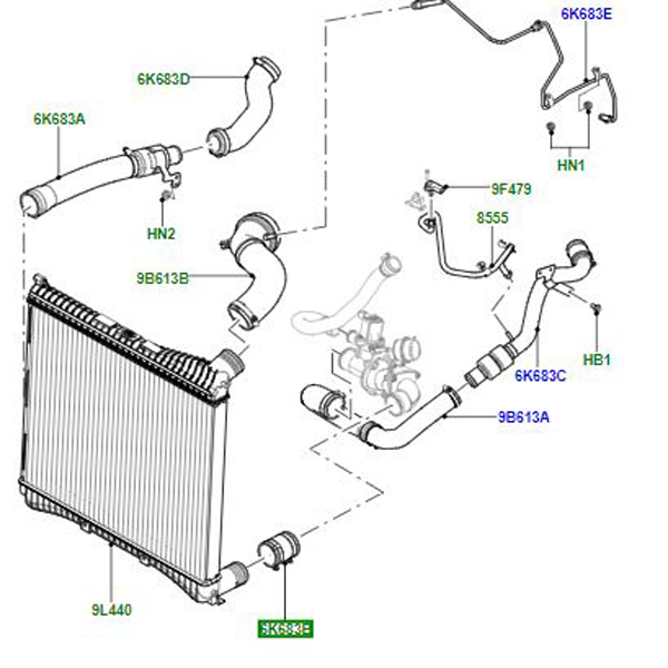 HOSE FROM VALVE TO INTERCOOLER LR022727
