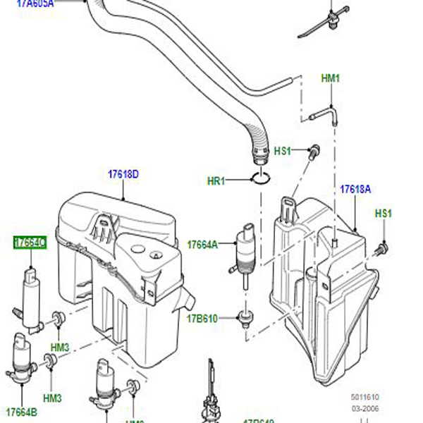 MOTOR AND PUMP WITH HEADLAMP WASHER DMC500020