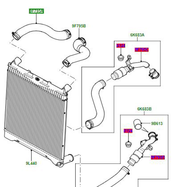 HOSE INTERCOOLER RIGHT HAND UPPER PNH500510