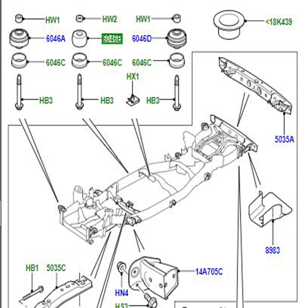 MOUNTING RUBBER CHASSIS FRAME KVF500120