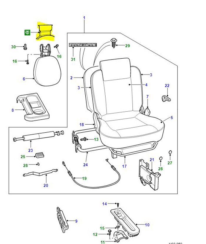 BEZEL MIST GREY THIRD ROW SEAT HLS100020LUM