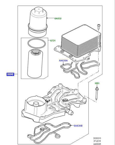 ENGINE OIL COOLER AND FILTER 4.4 V8 LR113200G