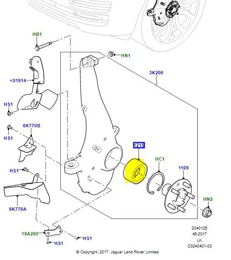 BEARING WHEEL LH / RH FRONT LR133541 LR122585G