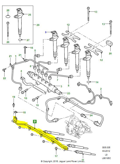 WIRE GLOW PLUGS TD4 2.4L LR004840G