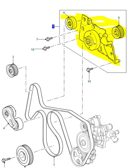 BRACKET AND BEARING ASSEMBLY 2.4L TDCI  PQS500620