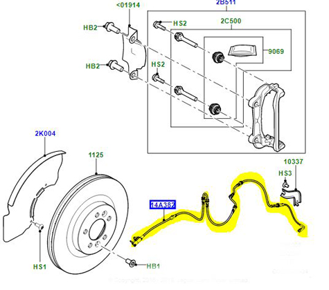 WIRE – BRAKE PAD WEAR WARNING FRONT LR122455G