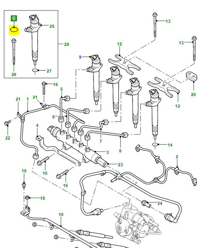 O RING, BOLT FUEL INJECTOR LR045393