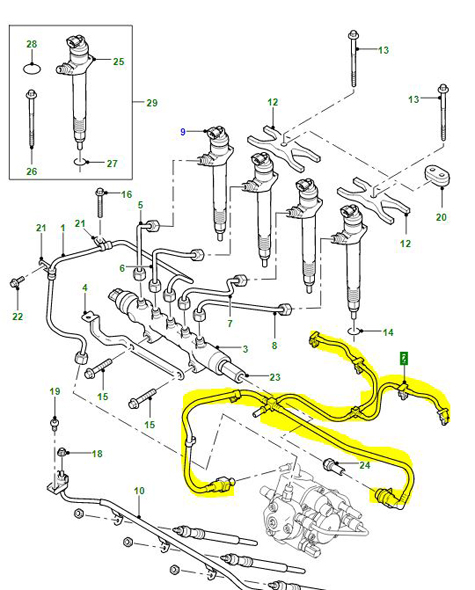 FUEL LEAK OFF PIPE 2.4L PUMA LR005749