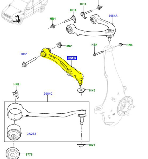 FRONT SUSPENSION ARM LEFT HAND LOWER LR078478G