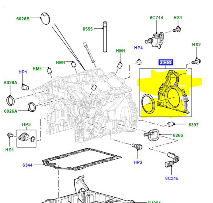 CRANKSHAFT END COVER SEAL 2.7L &  3.0L G-CAT  1316115
