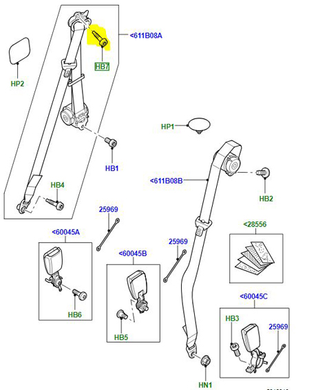 BOLT SEAT BELT ATTACHMENT EYG500190