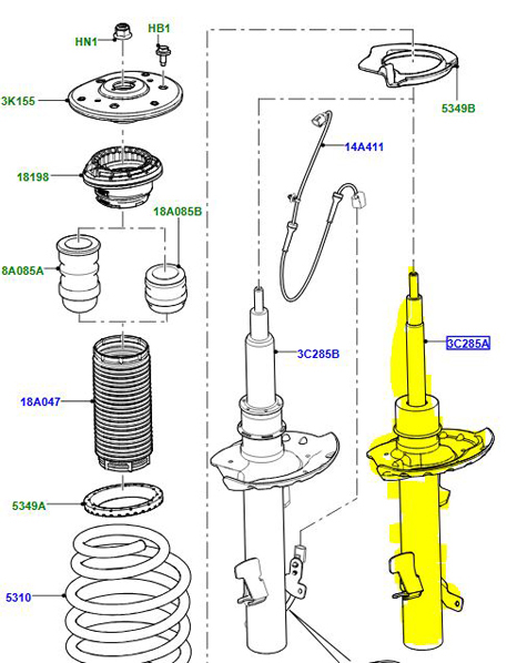 FRONT SHOCK ABSORBER LEFT SIDE LR070934W