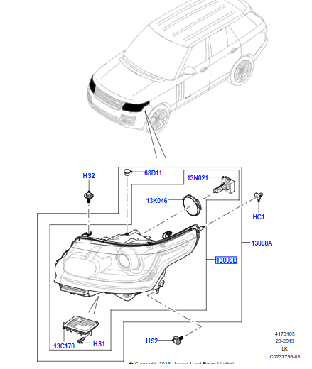 HEADLAMP RIGHT HAND LR067208